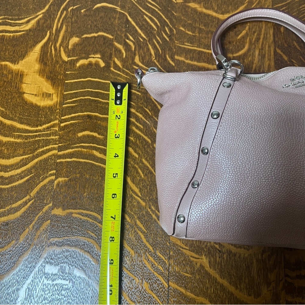 Coach Kelsey Studded Caviar in Metallic Leather Tuberose Pink Shoulder Bag - Picture 12 of 12